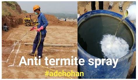 Anti Termite Chemical For Soil Construction Workers Spraying The