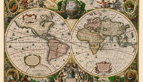 Antique Map of the World - Art Source International