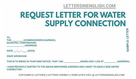 😀 Sample request letter for water supply. Sample Complaint Letter to