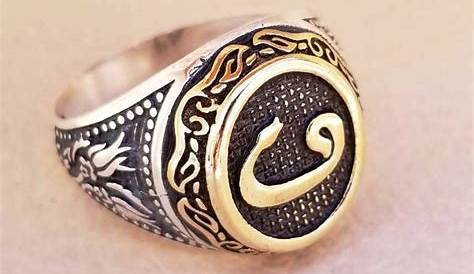 Middle East Arabic Style Totem Black Glass Rings Two tone Jewelry For