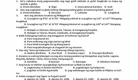 Grade 1 Deped Araling Panlipunan 2nd Periodical Test College Images