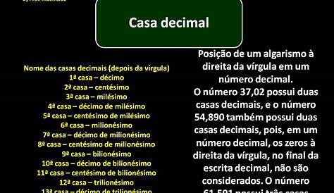 DICIONÁTICA - O dicionário da matemática: Casa decimal