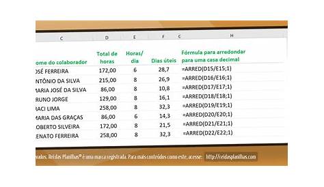 Como limitar o número de casas decimais na fórmula do Excel?