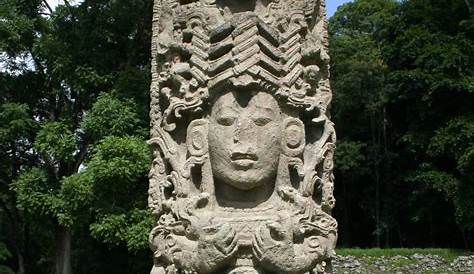 Honduras Copán Ruinas closeup retrato cara Stela una réplica de Arte