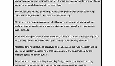Sanaysay Tungkol Sa Bullying - tungkol yapak