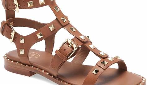 Ash Pacific Studded Leather Sandals - Cuoio