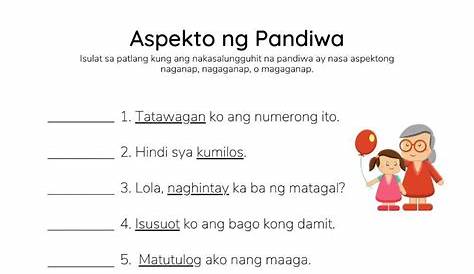 Aspekto ng Pandiwa (HuntersWoodsPH Filipino Worksheet) online activity