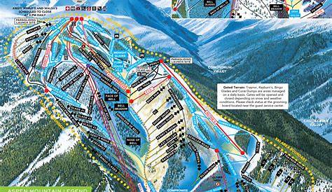 Aspen Ski Resort Trail Map Mountain Colorado United