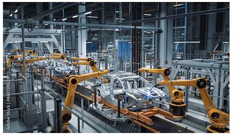 Assembly Line 3d Model Automated Factory With Robotic Arm And Conveyor Isometric Isometric Design Conveyor Belt