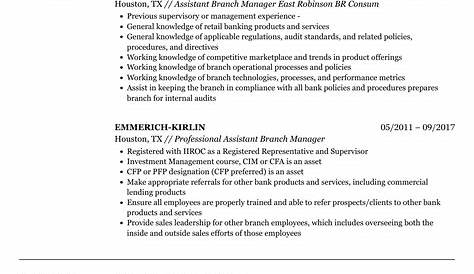 Assistant Branch Manager Resume Template Example Yhpmkrdecc