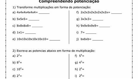 Exercicios De Aplicacao Sobre Potencias