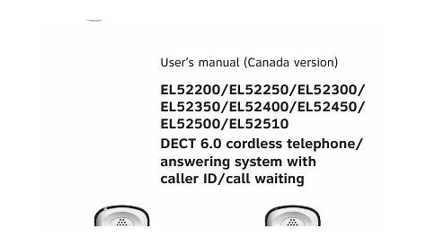 Att el52300 dect 60 cordless phone user manual