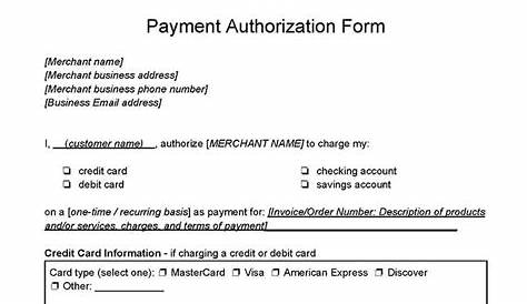Free Payment Authorization Form Template | 123FormBuilder