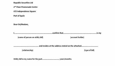 Authorization To Use Utility Bill - Sample Letter Of Authorization