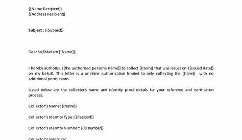 Authorization Letter to Collect Payment on Behalf of Me Sample