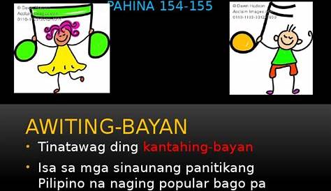 Panuto: Tukuyin ang mga Uri ng awiting bayan ng Visayas sa 1. Awit ng