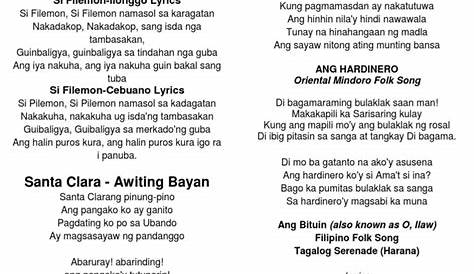 Mga Halimbawa Ng Awiting Bayan Sa Luzon With Lyrics - Mobile Legends