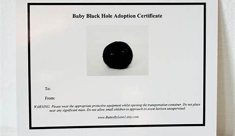 Baby Black Hole Gift With Adoption Certificate Etsy