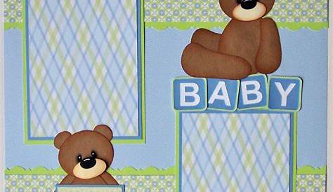 BABY BOY premade scrapbook pages paper piecing layout for album