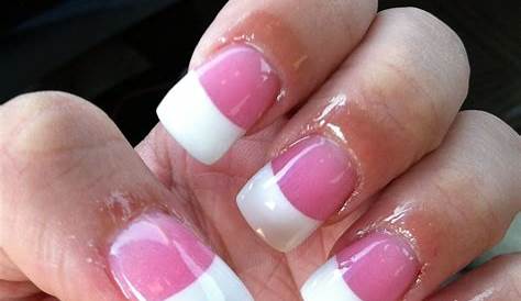 Baby Pink Nails With White French Tips Tip And Sparkle Powder Acrylics!