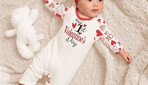 My First Valentine 's Day Baby Girl Outfit Newborn Letter