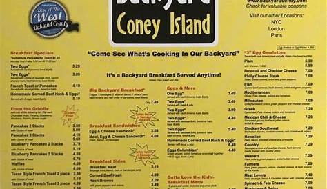 Backyard Coney Menu