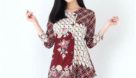 20+ Model Baju Batik Atasan Lengan Panjang Wanita Modern 2018, Mangklingi