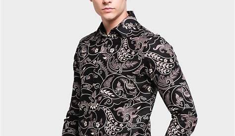 10 Model Baju Batik Pria Lengan Panjang Kombinasi Kain Polos - Galeri