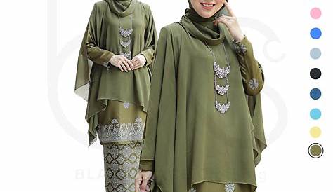Baju Kurung Moden Songket Tabur Queen Olive Green Saiz Besar Printed