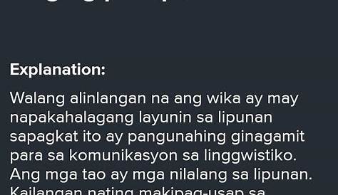 bakit mahalaga ang wika sa lipunan sarili at kapwa - Brainly.ph