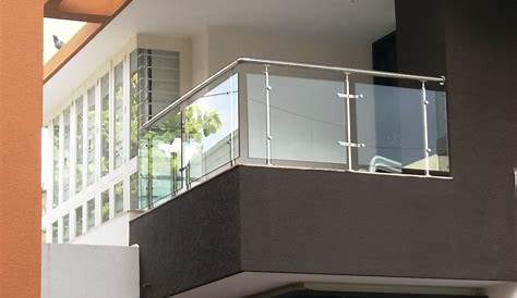 Balcony Stainless Steel Railing With Glass Pin On