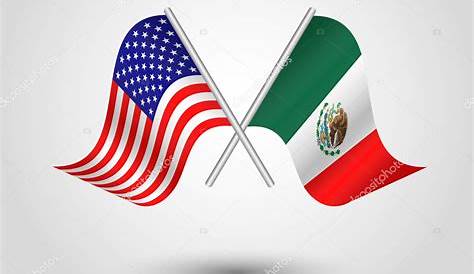 Mexico and USA flags. 3D Waving flag design. Mexico USA flag, picture