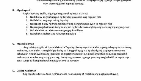Banghay Aralin Sa Filipino 7 Docx Banghay Aralin Sa Filipino Antas