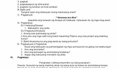 Masusing Banghay- Aralin SA Filipino - I. LAYUNIN Sa katapusan ng