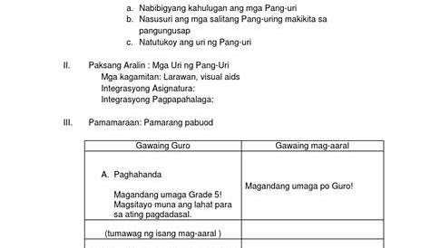 SOLUTION: Banghay aralin filipino 1 pang uring panlarawan - Studypool