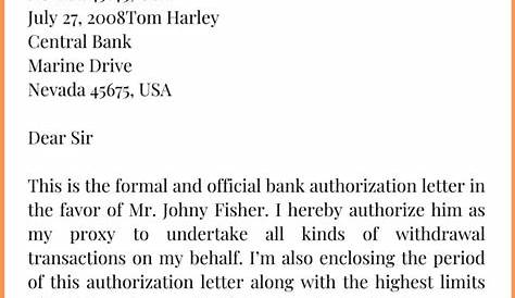 Sample Authorization Letter to Bank with Examples