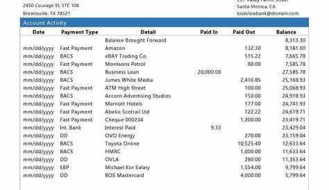 Bank Accounts & Finance Info Templates - Download Printable PDFs