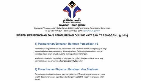Muat Turun Borang Yayasan Terengganu Garis Panduan Bantuan Persediaan