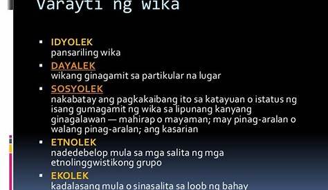 MGA Barayti NG WIKA - MGA BARAYTI NG WIKA Ito ang personal na paggamit