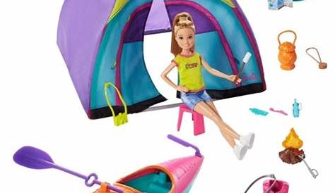 Barbie Team Stacie Summer Camp Playset With Camping Tent Kayak Backpack