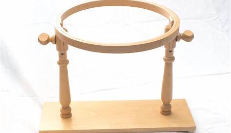 Base mediano de madera sobre mesa para bordar a mano, soporte de madera