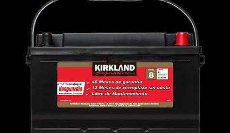 Kirkland brand car batteries on shelves at Costco Wholesale membership