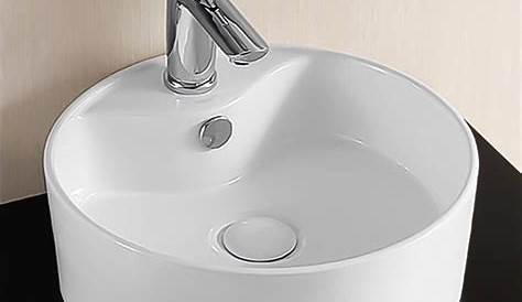 Round Countertop Basin Matt White Ceramic Wash Bowl Bathroom Sink 0 Tap