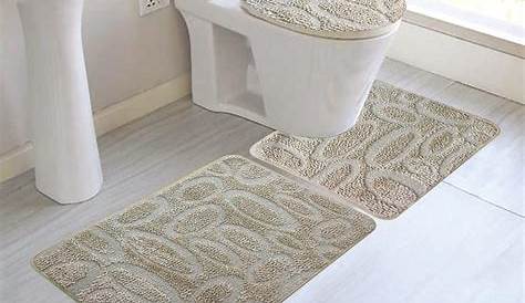SussexHome Geometric Design 3 Piece Bathroom Rugs Set - Non-Slip Ultra