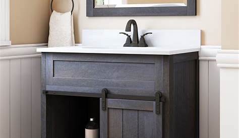 36 Inch Modern Single Sink Bathroom Vanity with Cream Marfil Marble