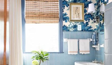 We cannot get enough of this wallpaper in the powder bathroom! The blue