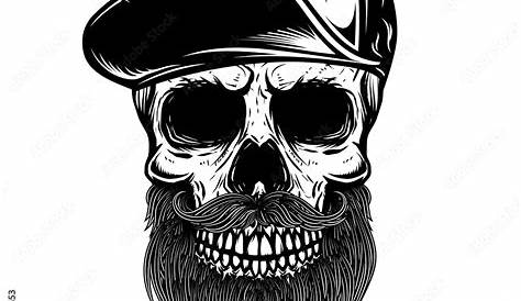 Bearded skull in baseball cap. Design element for t shirt, poster Stock