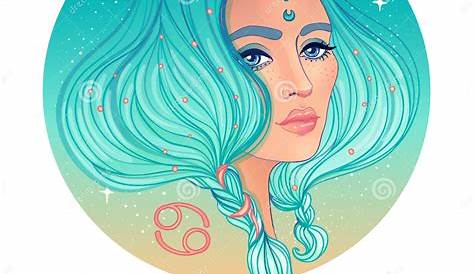 Premium Vector | Beautiful woman with cancer zodiac sign illustration