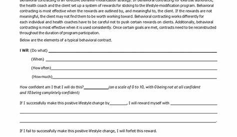 Behavior Contract Template For Adults Mental Health Pdf