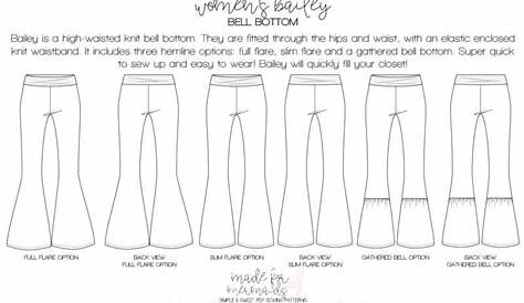 the front and back view of a sewing pattern, with measurements for each